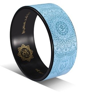 Yoga Wheel (With bag) Mandala Blue + Gold Inner Sanskrit
